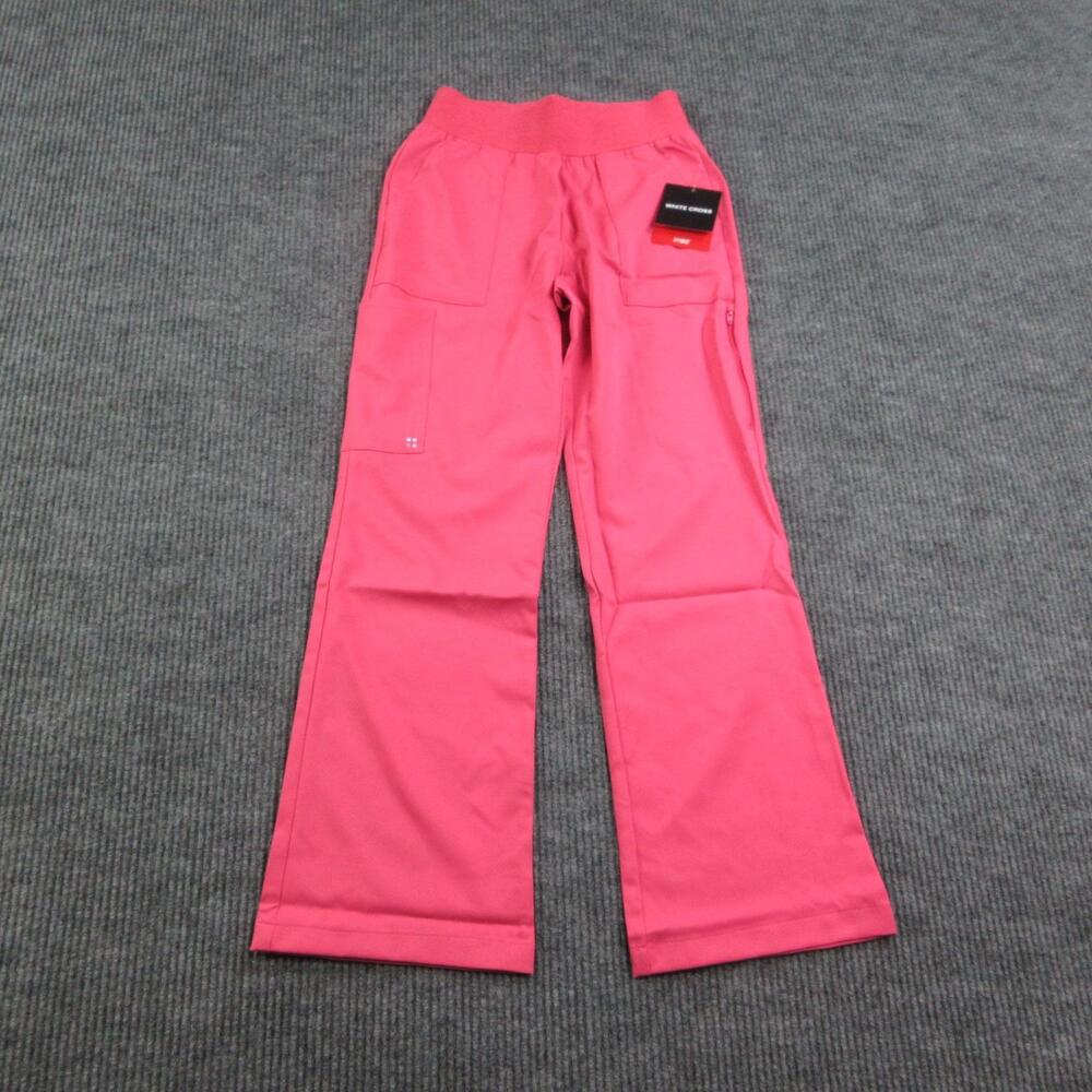 White Cross Pants Womens XS Petite Pink Wide-Leg Cargo Stretch Vibe 25x29*